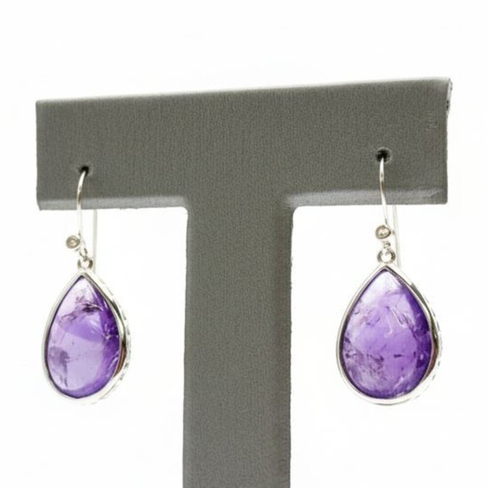 Colleen Lopez Sterling Silver 1-1/4"L Purple Amethyst Drop Earrings